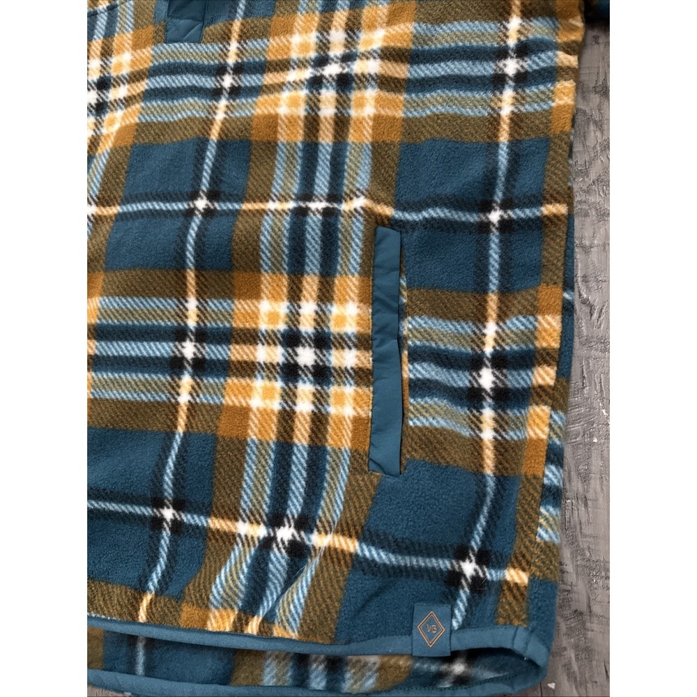 Vera Bradley sporty fleece pullover in plaid Size Medium Gold, Teal, White,Snap - Picture 4 of 9